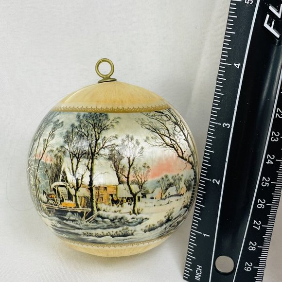 Vintage Stained White Silk Ball Christmas Tree Ornament Ives, Friend, Claus 3.5” - Picture 15 of 15
